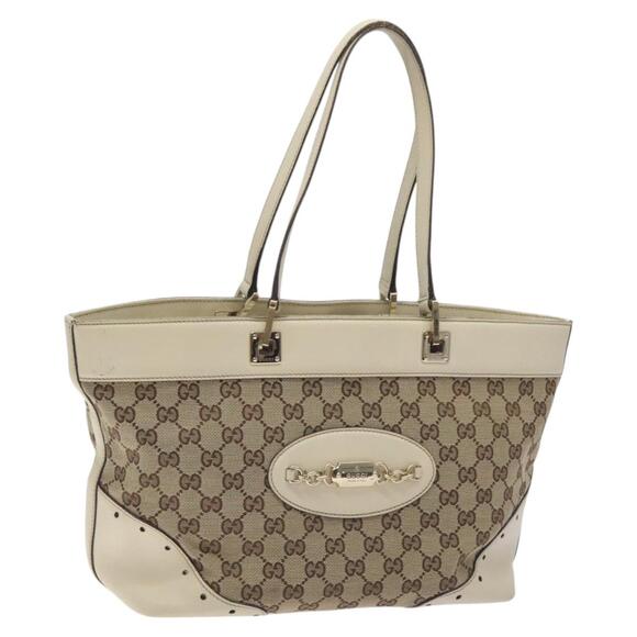GUCCI GG Canvas Tote Bag Beige Gold - Picture 1 of 16